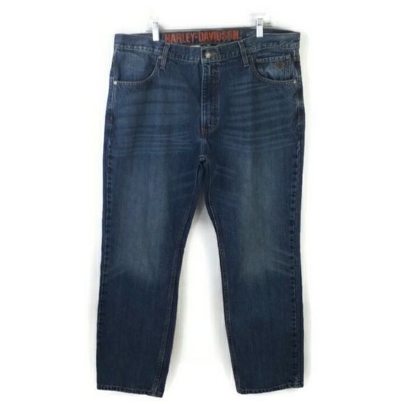 Harley Davidson Dark Wash Modern Straight Leg Denim Jeans Mens 40x31 EUC - Picture 1 of 14
